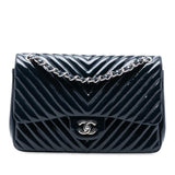 Chanel Jumbo Classic Chevron Patent Double Flap