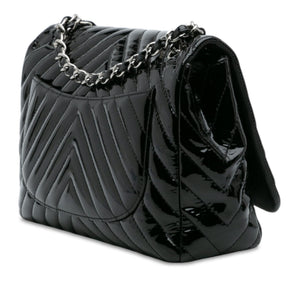 Chanel Jumbo Classic Chevron Patent Single Flap