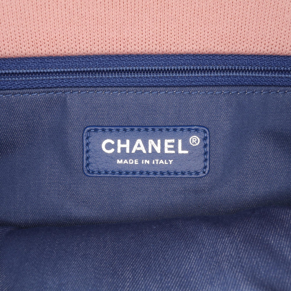 Chanel Jumbo Stripe Jersey Felt and Rope Flap