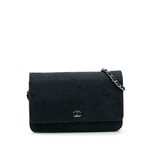 Chanel Lace Overlay Goatskin Wallet On Chain