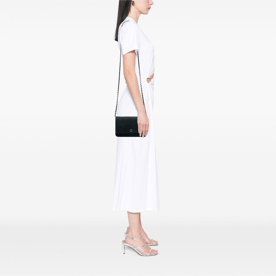 Chanel Lace Overlay Goatskin Wallet On Chain