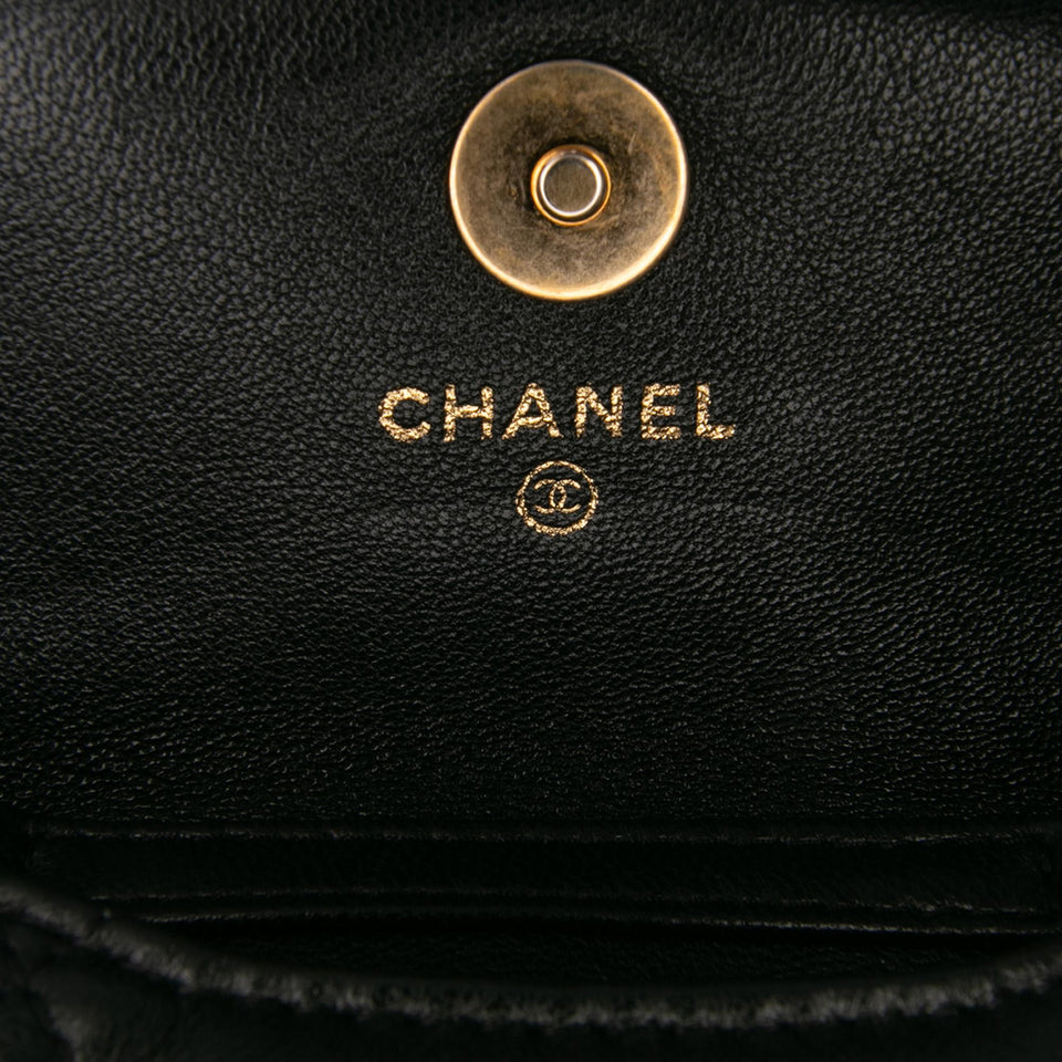 Chanel Lambskin 19 Flap Coin Purse With Chain
