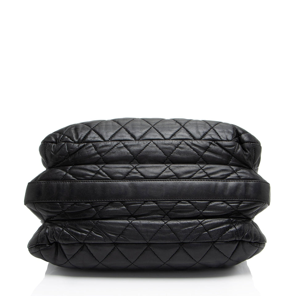 Chanel Lambskin 3 Accordion Maxi Flap Bag