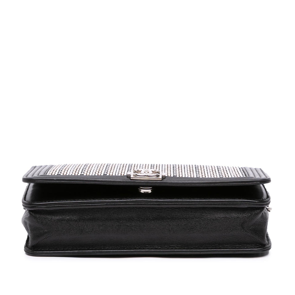 Chanel Lambskin Crystal Studded Boy Wallet on Chain