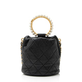 Chanel Lambskin Pearl Crown Drawstring Bucket Bag