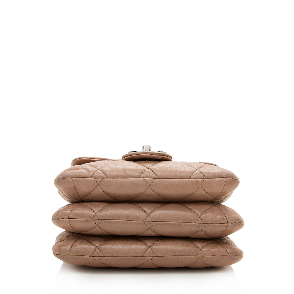 Chanel Lambskin Three Accordion Mini Flap Bag (SHF-16432)