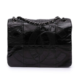 Chanel Lambskin and Patent Patchwork Brooklyn Flap