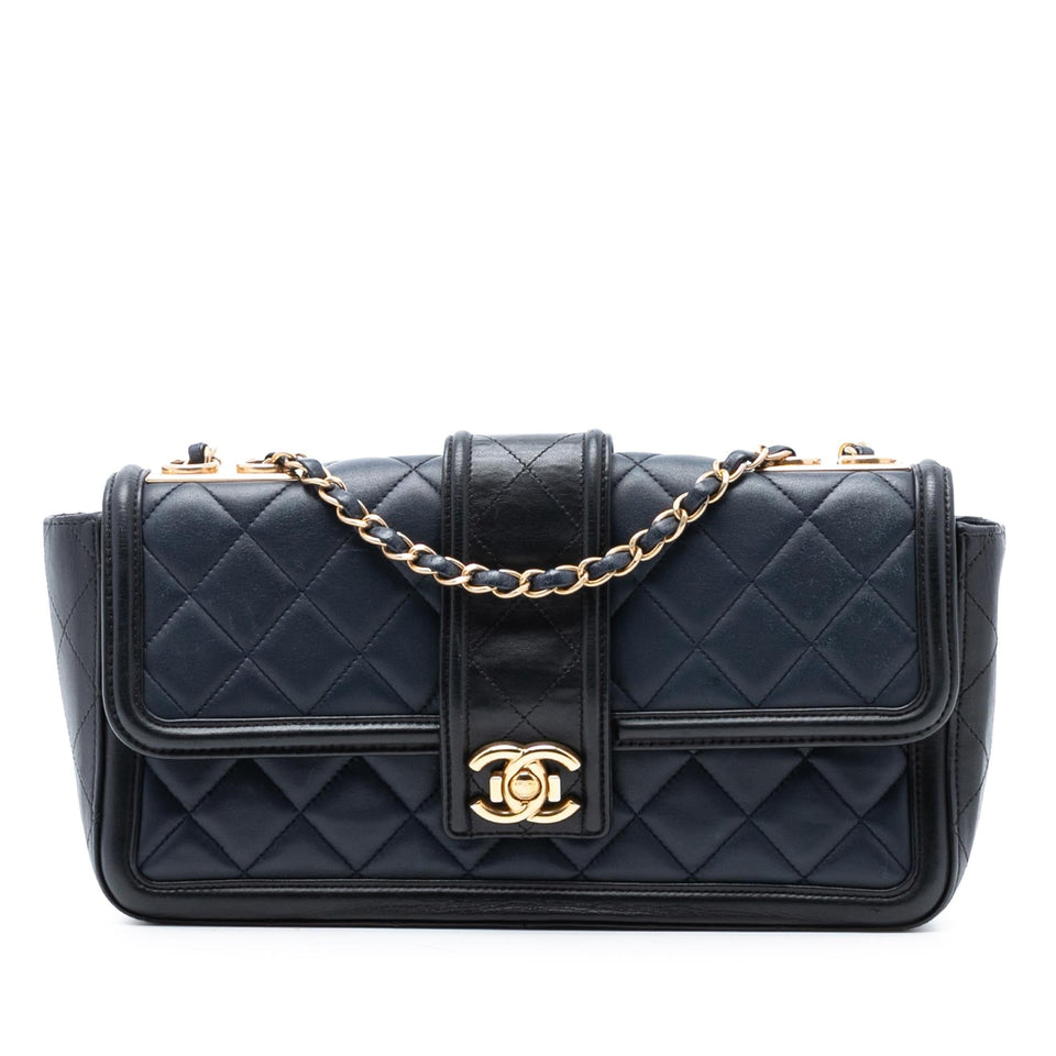 Chanel Large Bicolor Quilted Lambskin Elegant CC Flap