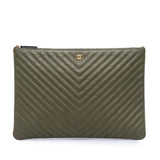 Chanel Large CC Chevron Calfskin O Case Clutch