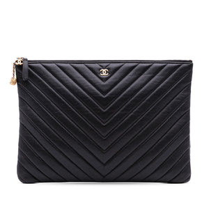 Chanel Large Chevron Caviar Ancient Greek Charms O Case Clutch