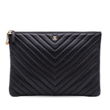 Chanel Large Chevron Caviar Ancient Greek Charms O Case Clutch