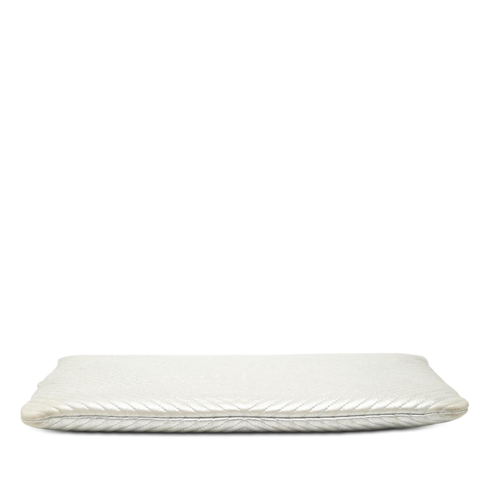 Chanel Large Chevron Metallic Calfskin O Case Clutch