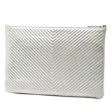 Chanel Large Chevron Metallic Calfskin O Case Clutch
