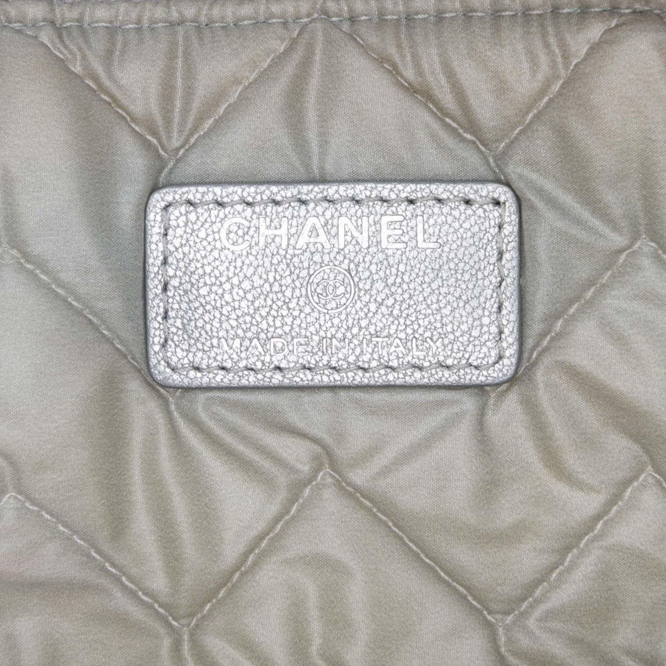 Chanel Large Chevron Metallic Lambskin Mademoiselle Zip Clutch