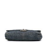 Chanel Large Embroidered Denim Camellia Flap