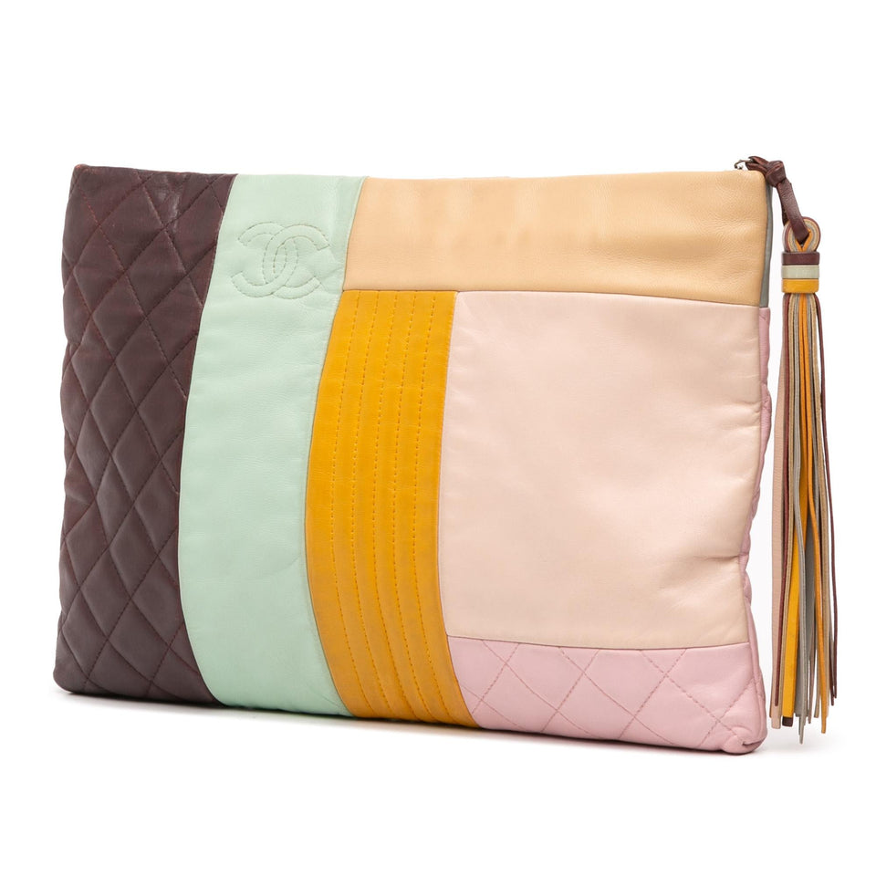 Chanel Large Lambskin Colorblock Patchwork O Case