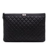 Chanel Large Quilted Caviar Boy O Case Clutch