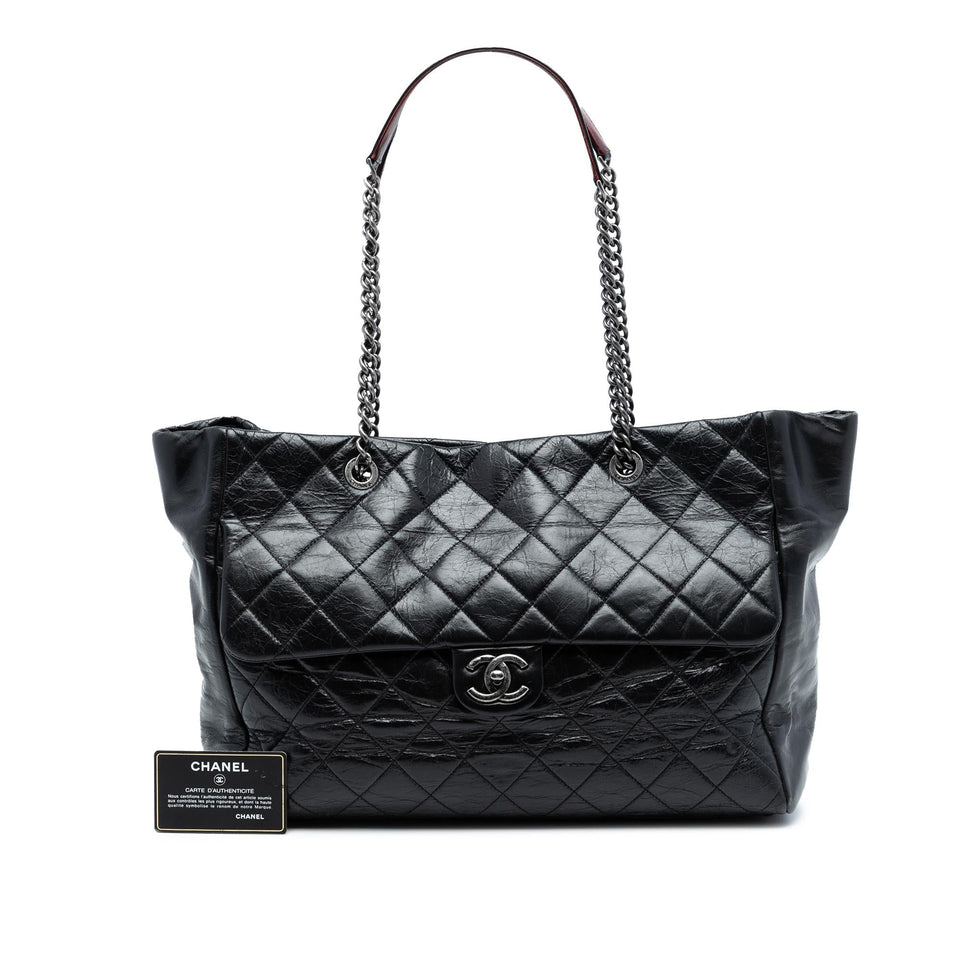 Chanel Large Quilted Glazed Calfskin Duo Color Tote