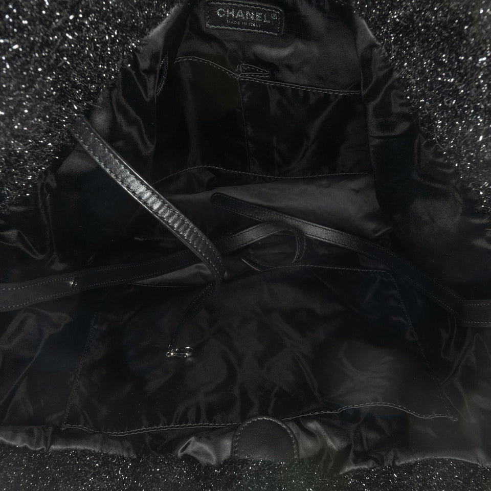 Chanel Large Quilted Knit Pluto Glitter Satchel