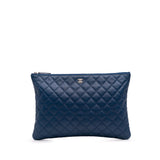 Chanel Large Quilted Lambskin O Case Clutch