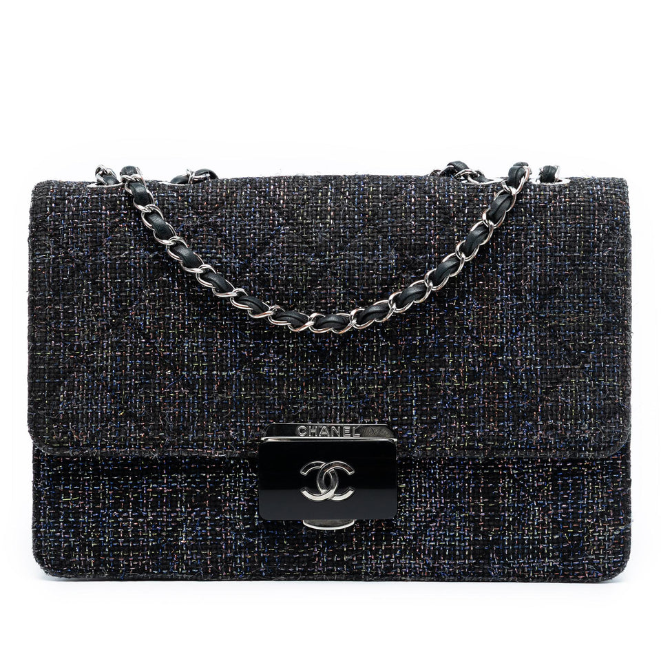 Chanel Large Quilted Tweed Beauty Lock Flap