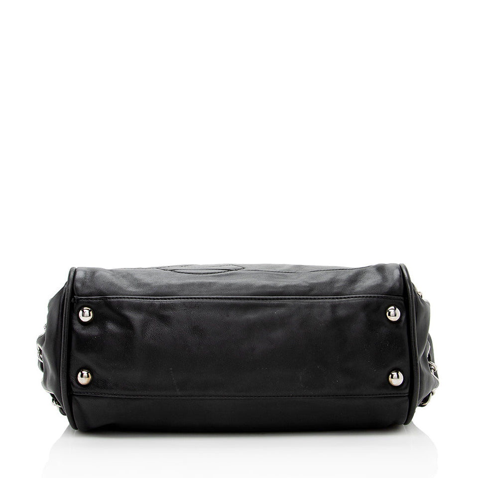 Chanel Leather Diagonal CC Ligne Accordion Satchel (SHF-17562)