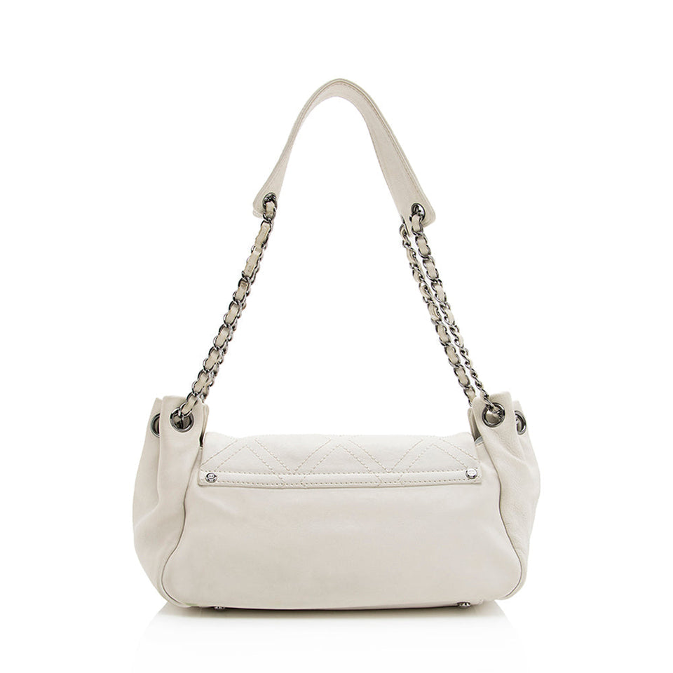 Chanel Leather Diamond Stitched Accordion Flap Shoulder Bag (SHF-19723)