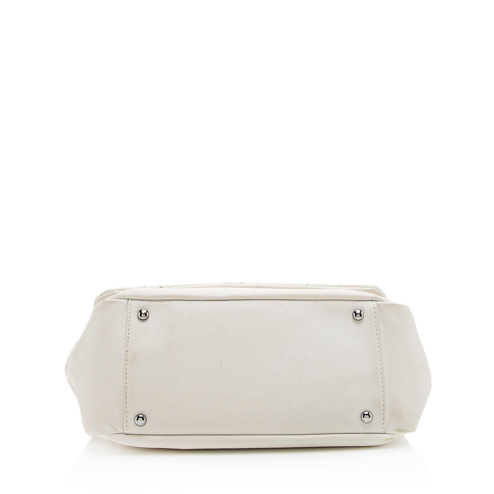 Chanel Leather Diamond Stitched Accordion Flap Shoulder Bag (SHF-19723)