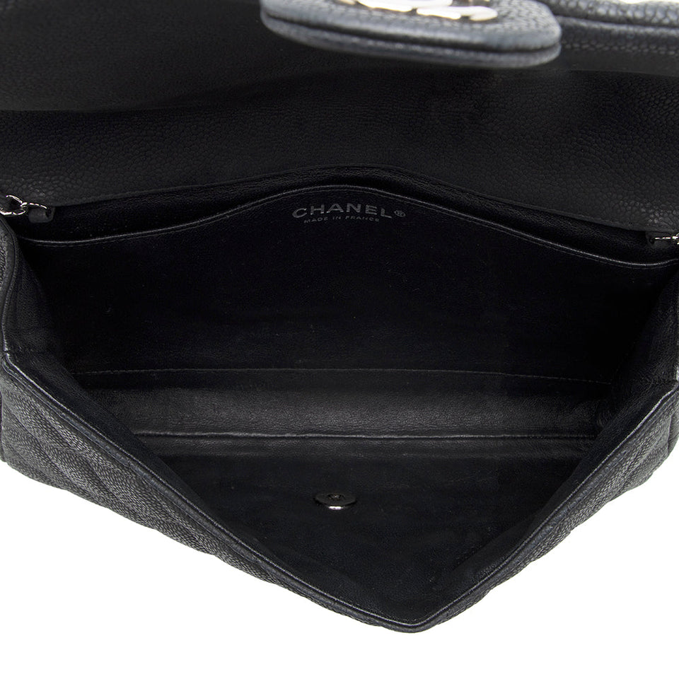 Chanel Matte Caviar Leather Chain Flap Clutch Bag (SHF-19570)