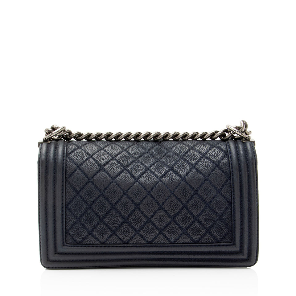 Chanel Matte Caviar Leather Old Medium Boy Bag