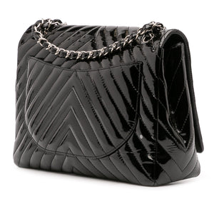 Chanel Maxi Classic Chevron Patent Single Flap
