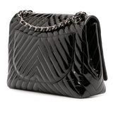 Chanel Maxi Classic Chevron Patent Single Flap