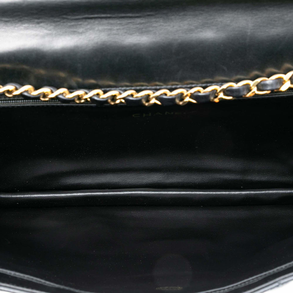 Chanel Maxi XL Quilted Lambskin Clutch with Chain