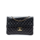 Chanel Maxi XL Quilted Lambskin Clutch with Chain
