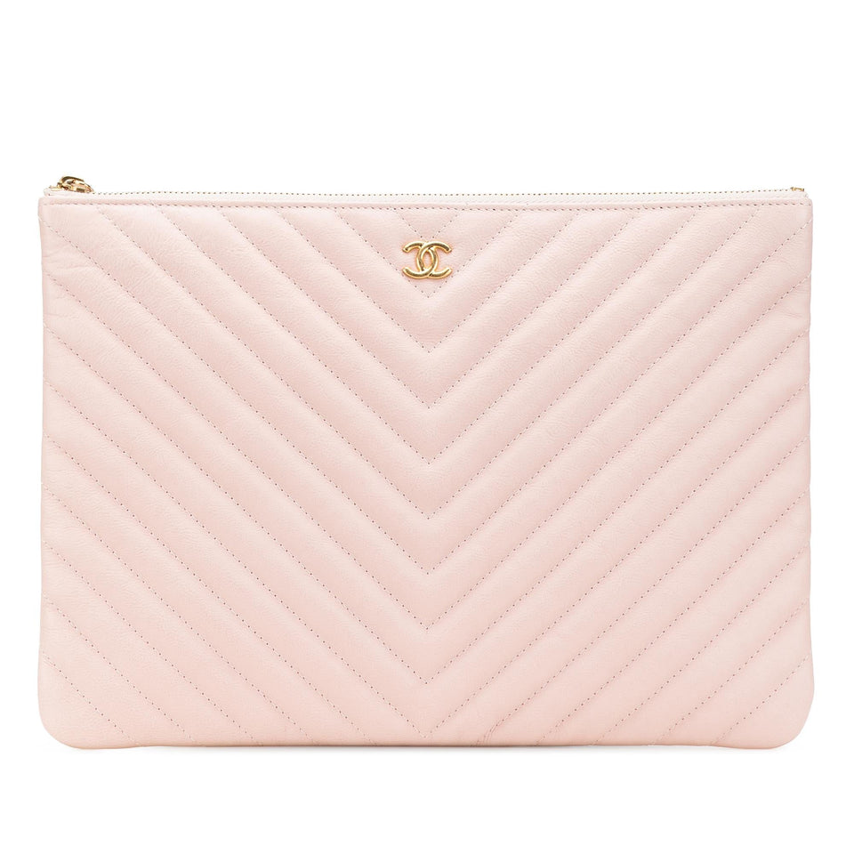 Chanel Medium CC Chevron Caviar O Case Clutch