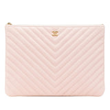 Chanel Medium CC Chevron Caviar O Case Clutch