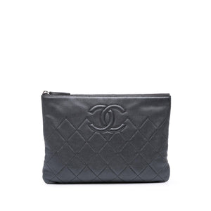 Chanel Medium CC Quilted Caviar O Case Clutch