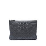 Chanel Medium CC Quilted Caviar O Case Clutch