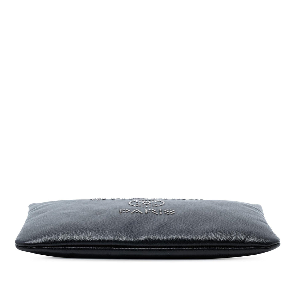 Chanel Medium Caviar Deauville Studded O Case Clutch