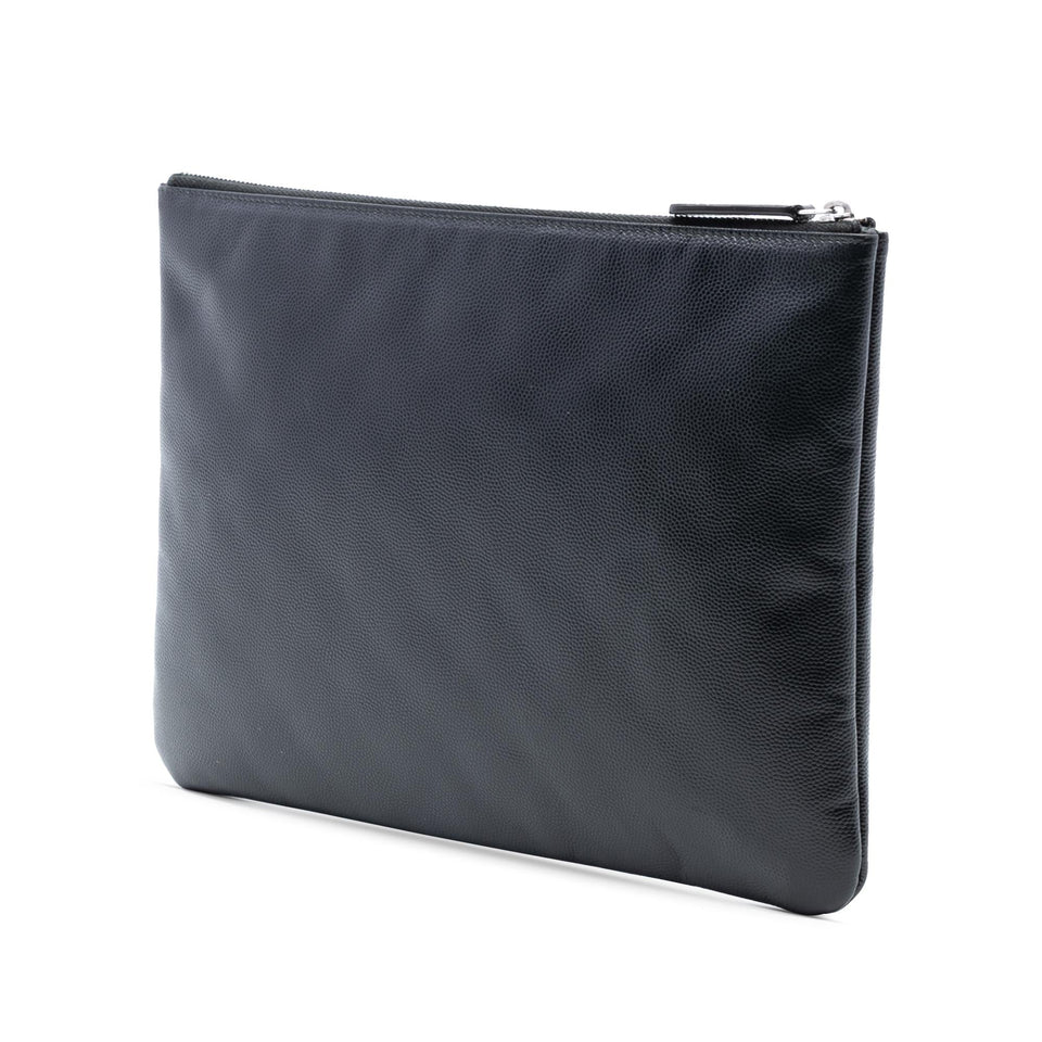 Chanel Medium Caviar Deauville Studded O Case Clutch