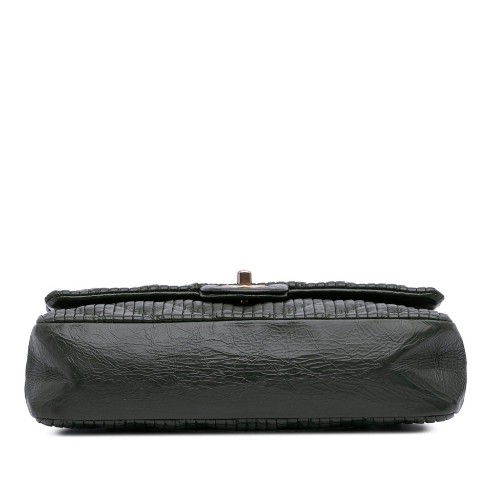 Chanel Medium Chevron Calfskin Coco Pleats Double Flap