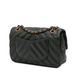 Chanel Medium Chevron Calfskin Coco Pleats Double Flap