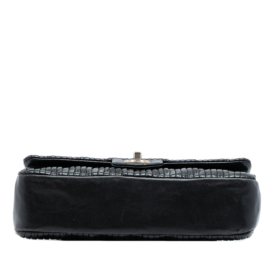 Chanel Medium Classic Chevron Calfskin Pleated Double Flap