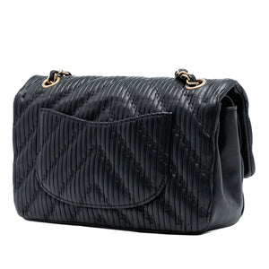 Chanel Medium Classic Chevron Calfskin Pleated Double Flap