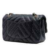 Chanel Medium Classic Chevron Calfskin Pleated Double Flap