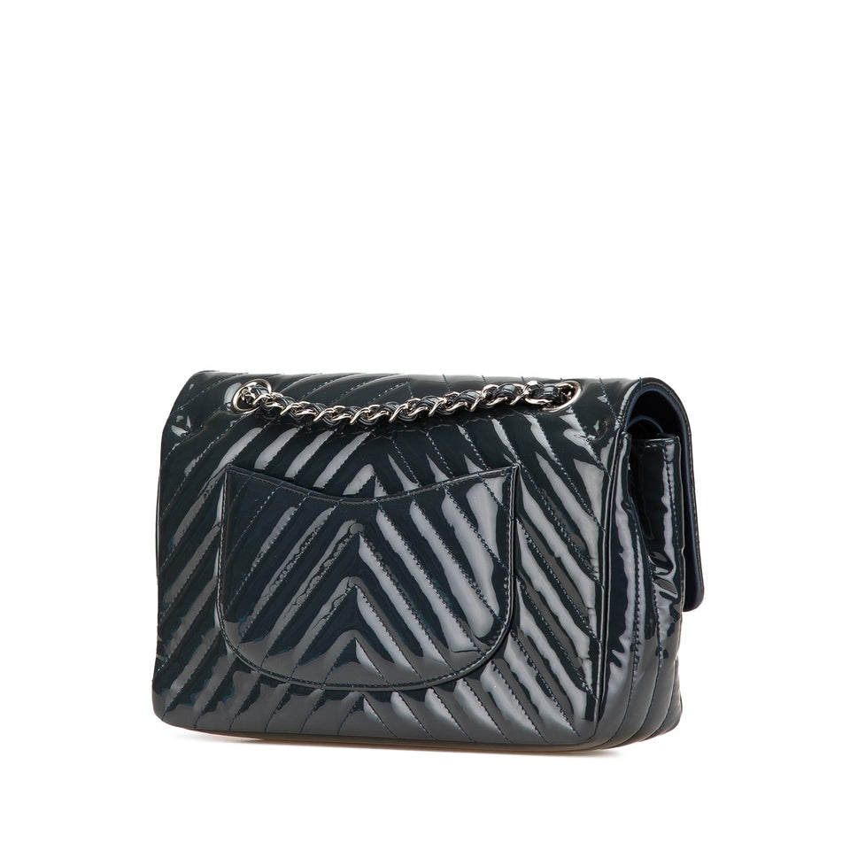 Chanel Medium Classic Chevron Patent Double Flap