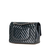 Chanel Medium Classic Chevron Patent Double Flap