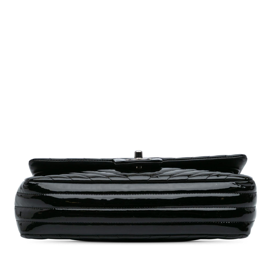 Chanel Medium Classic Chevron Patent Double Flap