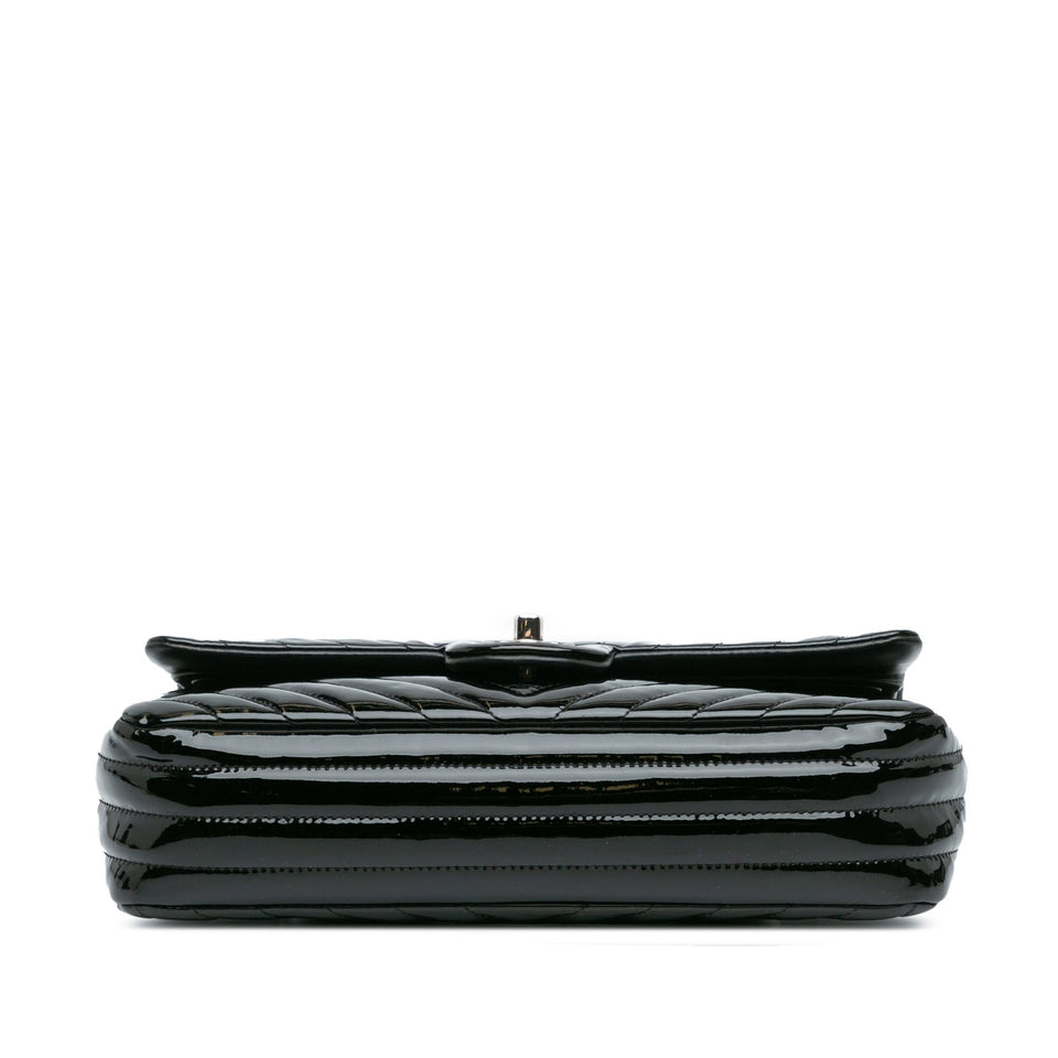 Chanel Medium Classic Chevron Patent Double Flap