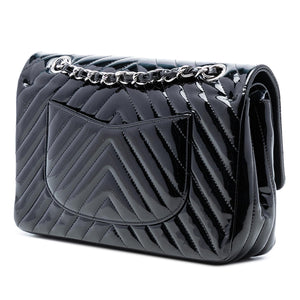 Chanel Medium Classic Chevron Patent Double Flap